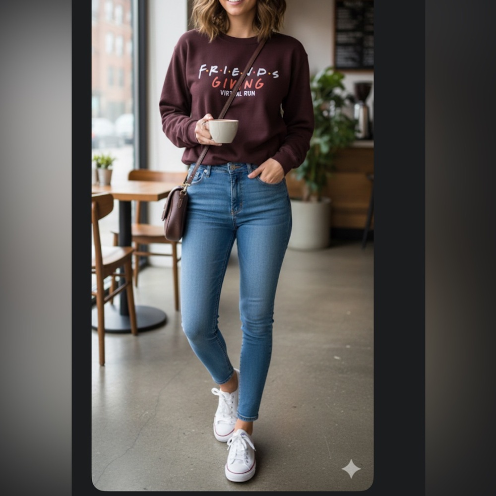 FRIENDS  Cozy Vibes Cottage core  ‎ Red Sweatshirt